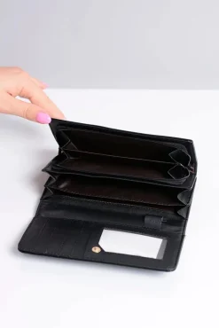 New Duży Damski Czarny Portfel Serduszko Portfele