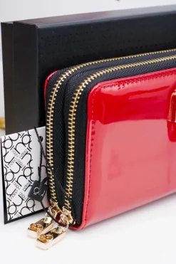 Outlet Boto Duży Damski Czerwony Lakierowany Portfel Nobo