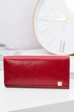 Sale Duży Damski Czerwony Modny Portfel Złoty Zamek Portfele