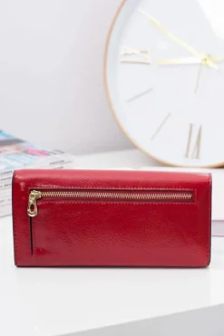 Sale Duży Damski Czerwony Modny Portfel Złoty Zamek Portfele
