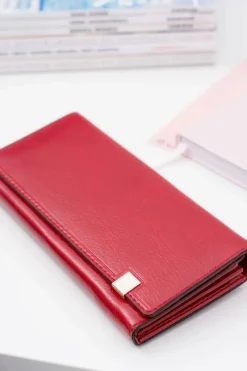 Sale Duży Damski Czerwony Modny Portfel Złoty Zamek Portfele