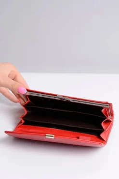 Online Duży Damski Czerwony Portfel Portfele