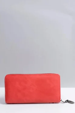 New Boto Duży Damski Czerwony Portfel z Ćwiekami