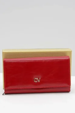 Online Duży Damski Czerwony Portfel Portfele