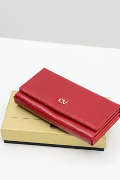 Online Duży Damski Czerwony Portfel Portfele