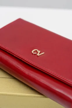 Online Duży Damski Czerwony Portfel Portfele