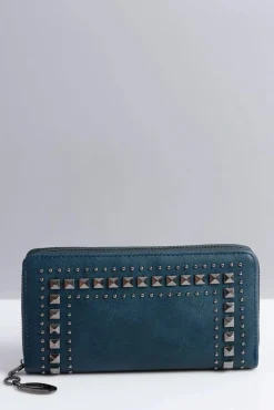 Portfele>Boto Duży Damski Granatowy Portfel z Ćwiekami