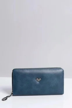 Sale Boto Duży Damski Granatowy Portfel z Serduszkiem