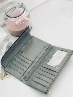 Portfele>Boto Duży Damski Niebieski Portfel z Brelokiem Serduszko