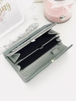 Discount Duży Damski Niebieski Portfel z Serduszkiem Portfele