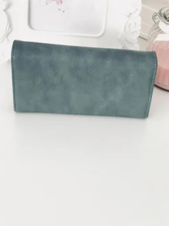 Discount Duży Damski Niebieski Portfel z Serduszkiem Portfele