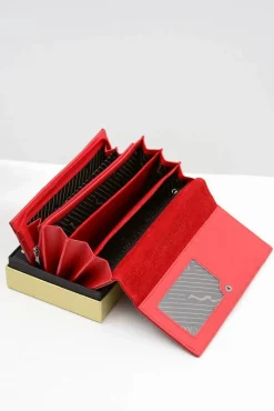 Best Boto Duży Damski Pikowany Czerwony Portfel