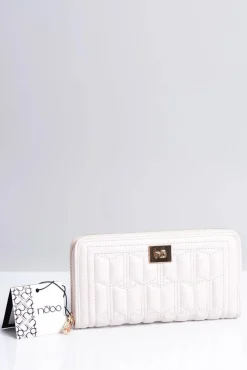 Clearance Duży Damski Pikowany Portfel Pudrowy Róż Portfele