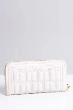 Clearance Duży Damski Pikowany Portfel Pudrowy Róż Portfele