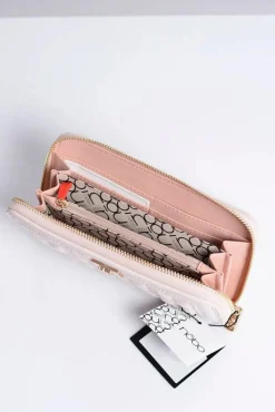 Clearance Duży Damski Pikowany Portfel Pudrowy Róż Portfele