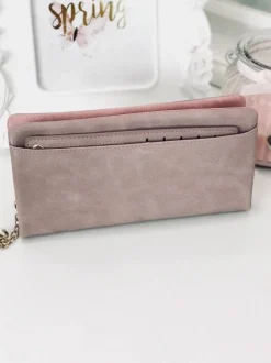 Portfele>Boto Duży Damski Portfel Pudrowy Róż