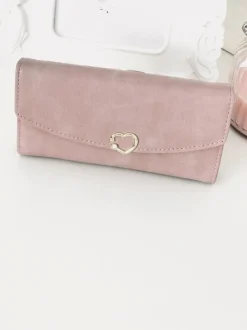 New Boto Duży Damski Portfel z Serduszkiem Pudrowy Róż