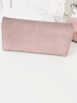 New Boto Duży Damski Portfel z Serduszkiem Pudrowy Róż