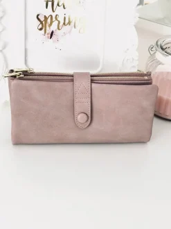 Sale Boto Duży Damski Portfel Złote Okucia Pudrowy Róż