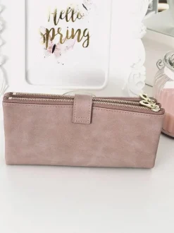 Sale Boto Duży Damski Portfel Złote Okucia Pudrowy Róż