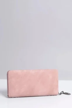 Online Duży Damski Różowy Portfel z Ćwiekami Portfele