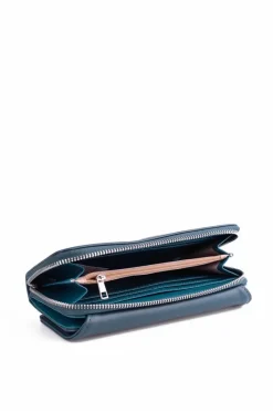 Hot Duży Damski Skórzany Portfel Niebieski Elissie Portfele