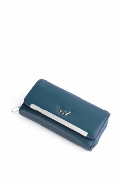 Hot Duży Damski Skórzany Portfel Niebieski Elissie Portfele