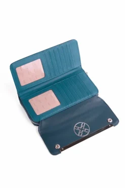 Hot Duży Damski Skórzany Portfel Niebieski Elissie Portfele