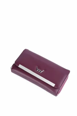Sale Duży Damski Skórzany Portfel Bordowy Elissie Portfele
