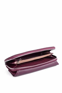 Sale Duży Damski Skórzany Portfel Bordowy Elissie Portfele
