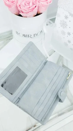 Online Duży Damski Szary Portfel Portfele