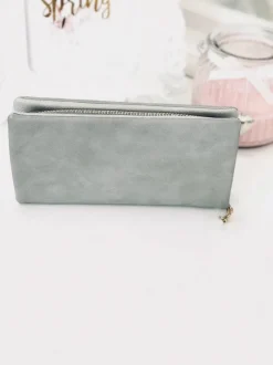 Clearance Duży Damski Szary Portfel Portfele