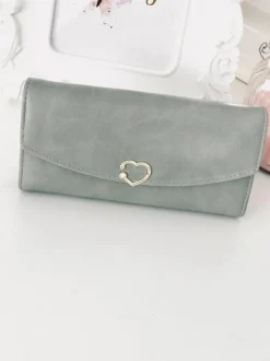 Portfele>Boto Duży Damski Szary Portfel z Serduszkiem