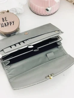 Portfele>Boto Duży Damski Szary Portfel z Serduszkiem