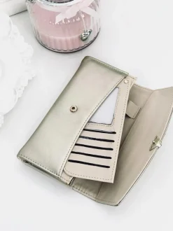 Best Boto Duży Damski Złoty Portfel z Serduszkiem