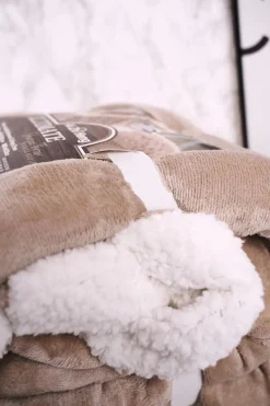 Portfele>Boto Duży Koc Dwustronny Plusz I Kożuch Sherpa Throw Beżowy