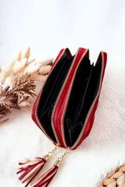 Discount Boto Duży Pikowany Portfel Na Suwaki Czerwony