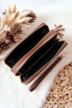 Sale Duży Pikowany Portfel Na Suwaki Cappucino Portfele