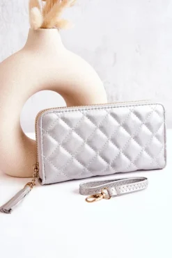 Portfele>Boto Duży Pikowany Portfel Z Frędzelkiem Srebrny Selley