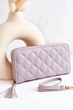 Portfele>Boto Duży Pikowany Portfel Z Frędzelkiem Szary Selley