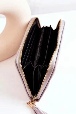 Portfele>Boto Duży Pikowany Portfel Z Frędzelkiem Szary Selley