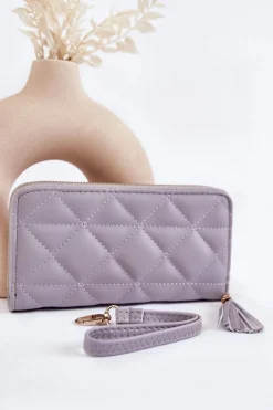 Portfele>Boto Duży Pikowany Portfel Z Paseczkiem Szary Jeffrey