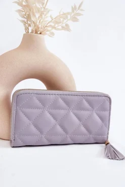 Portfele>Boto Duży Pikowany Portfel Z Paseczkiem Szary Jeffrey