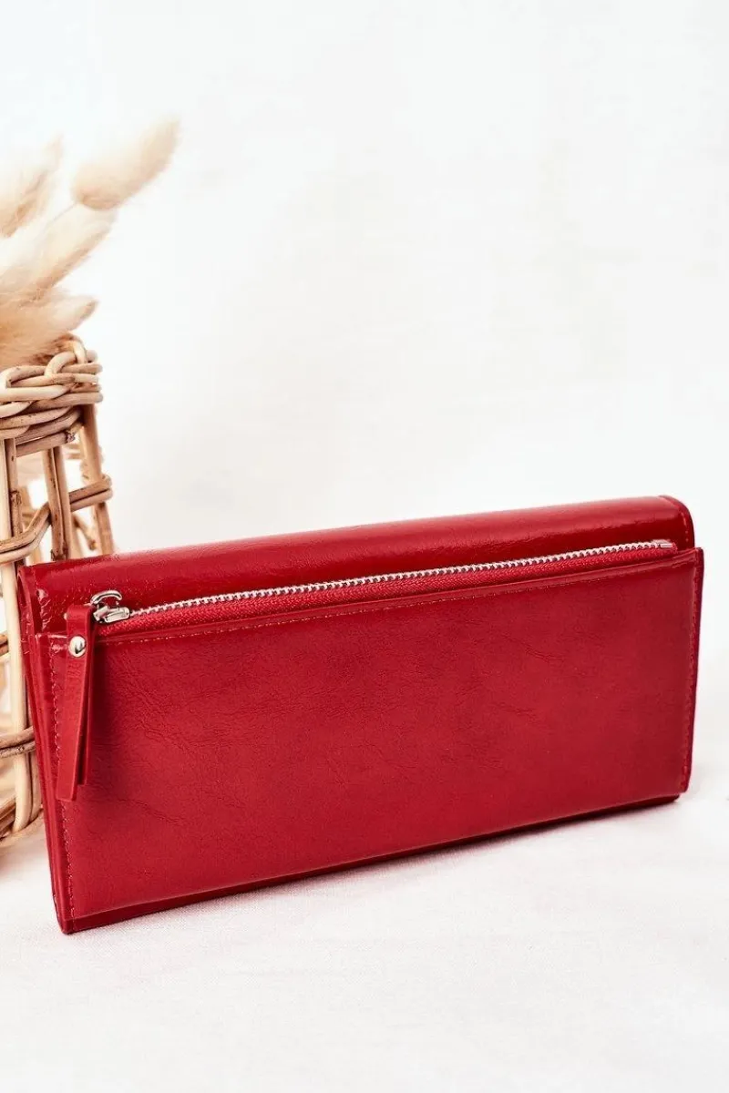Boto Duży Portfel Damski Na Magnes Czerwony