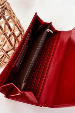 Boto Duży Portfel Damski Na Magnes Czerwony