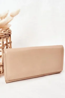 Best Boto Duży Portfel Damski Na Magnes Beżowy