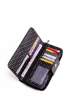 Discount Duży Portfel Damski Na Suwak Kropki Czarny Huntress Portfele