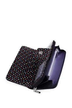 Clearance Duży Portfel Damski Na Suwak Kropki Granatowy Huntress Portfele