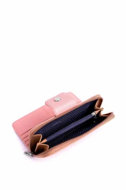Outlet Boto Duży Portfel Damski Na Suwak Brązowo-Różowy Huntress