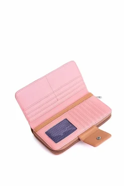 Outlet Boto Duży Portfel Damski Na Suwak Brązowo-Różowy Huntress